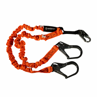 Safewaze V-Line 6 ft Stretch Internal Energy Absorbing Lanyard, Twin Leg